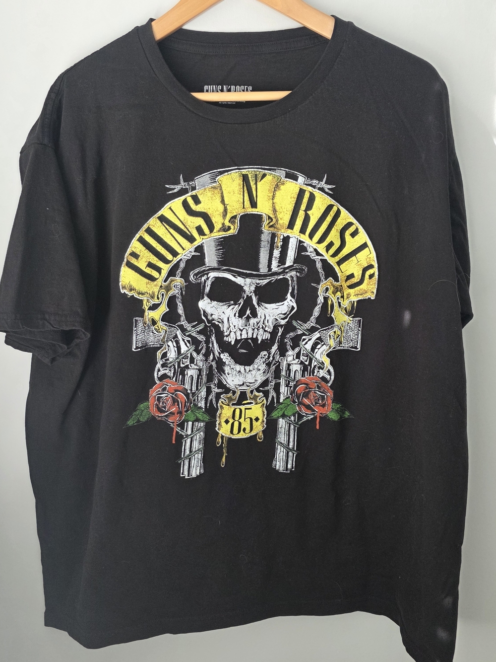 Guns N' Roses Skull Roses Graphic Band T-Shirt Men's 2XL Black 2019